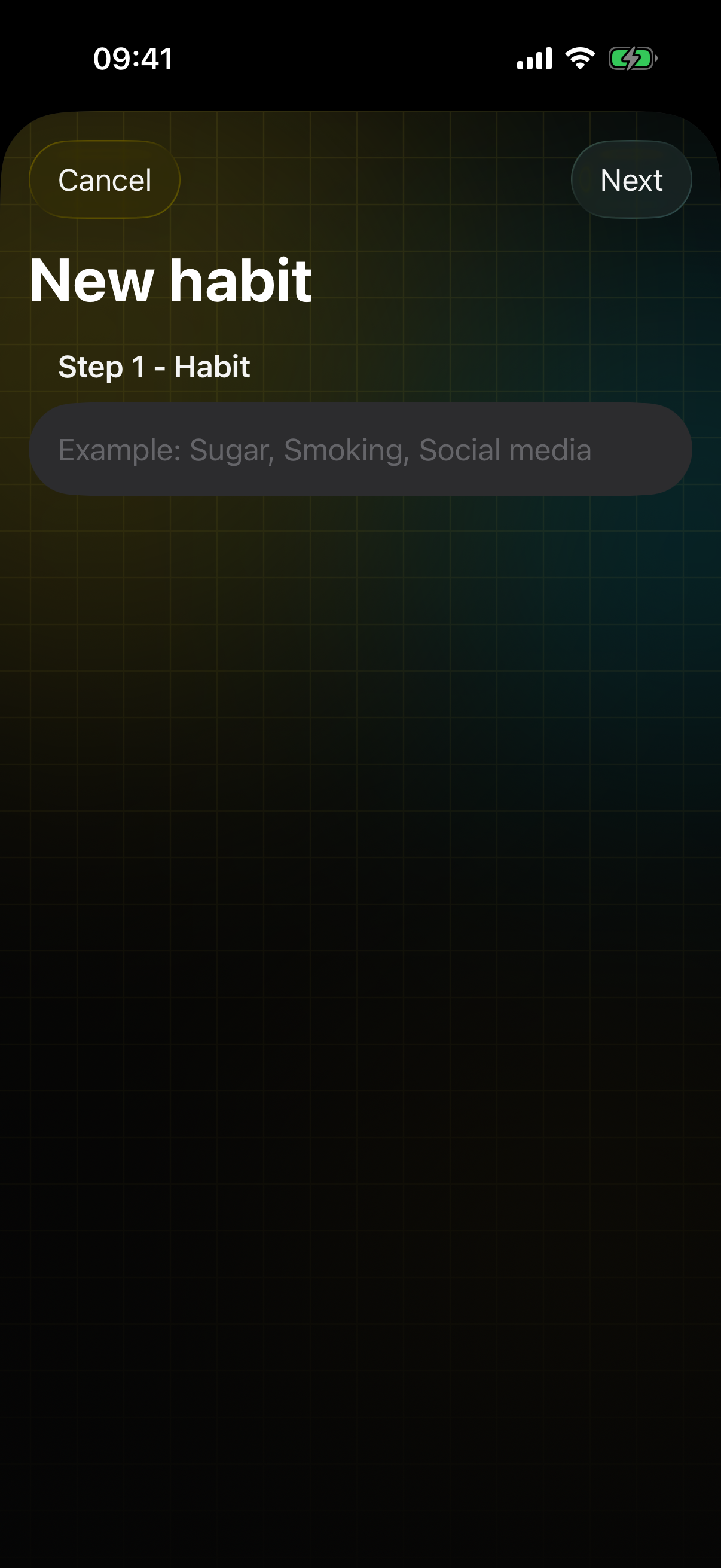 Add habit screen on iPhone
