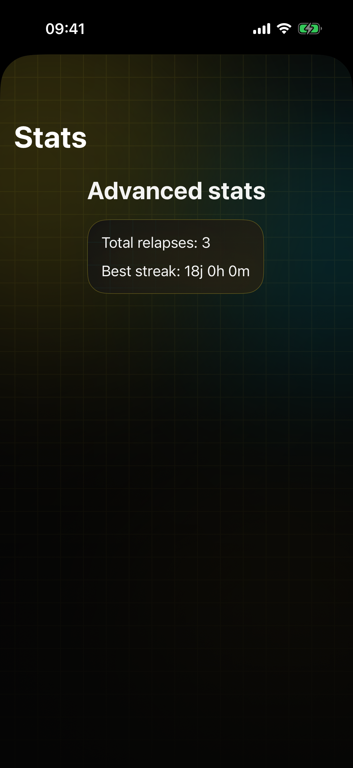 Stats screen on iPhone